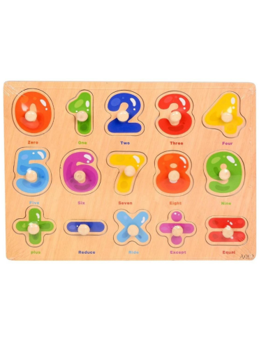 Ξύλινο puzzle αριθμοί με χερούλι